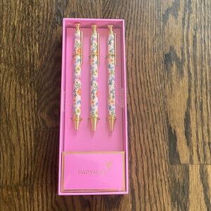NIB Papyrus Pink and Gold Floral Pen Trio